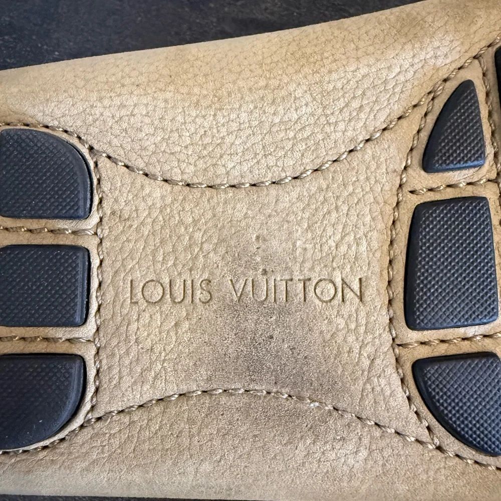 Louis Vuitton Tan Loafers with Red and Blue Detail size 8M